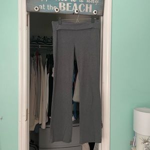 Grey Flare Bootcut Yoga Pants with Foldover Waist Band